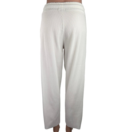 Zara White Ribbed Elastic Waist Drawstring Pull On Sweatpants Lounge Pants Sz S