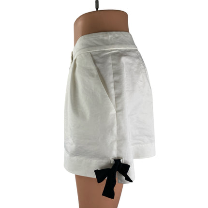 Lyrique Womens White Side Bow Pleated High Rise Wide Leg Lounge Bermuda Shorts M