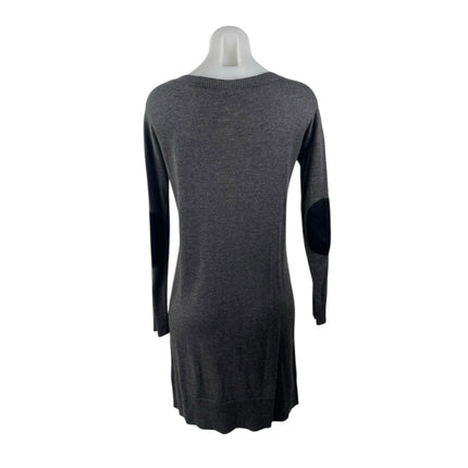 Kensie Dark Gray Long Sleeve Scoop Neck Knit Pocket Mini Sweater Dress Size XS