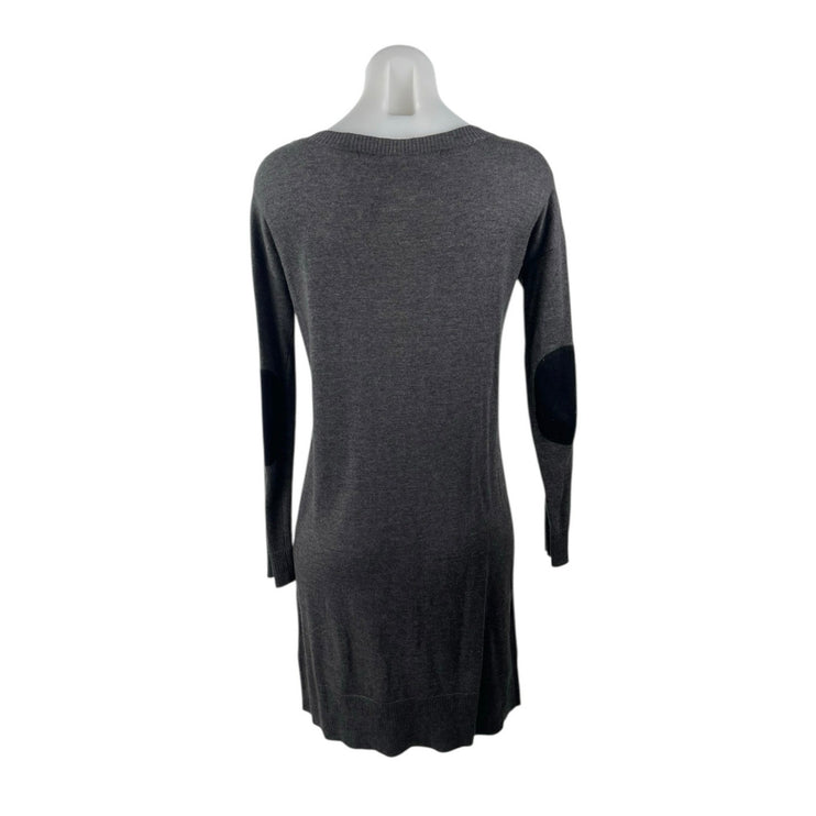Kensie Dark Gray Long Sleeve Scoop Neck Knit Pocket Mini Sweater Dress Size XS