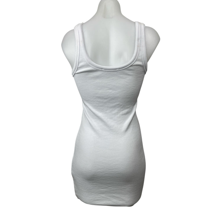 DNA Women's White Sleeveless Scoop Neck Knit Tank Mini Bodycon Dress Size S