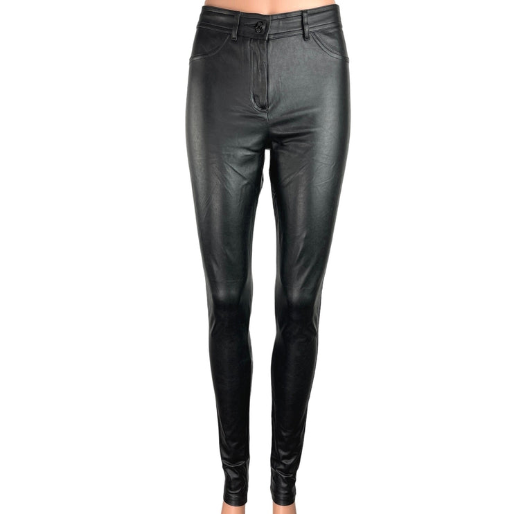 Aritzia Wilfred Free Black Mid Rise Fitted Faux Leather Skinny Pants Size XS