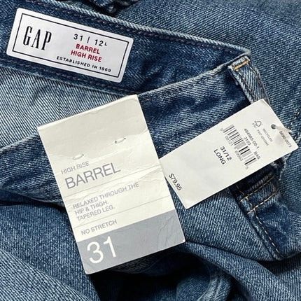 NEW Gap Women's Blue Barrel High Waisted Baggy Wide Leg Denim Jeans Size 31