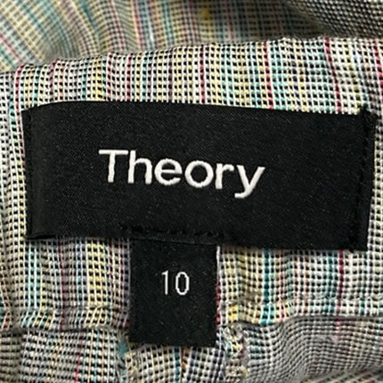 Theory Treeca Multicolor Linen Striped Mid Rise Straight Leg Trousers Pants 10