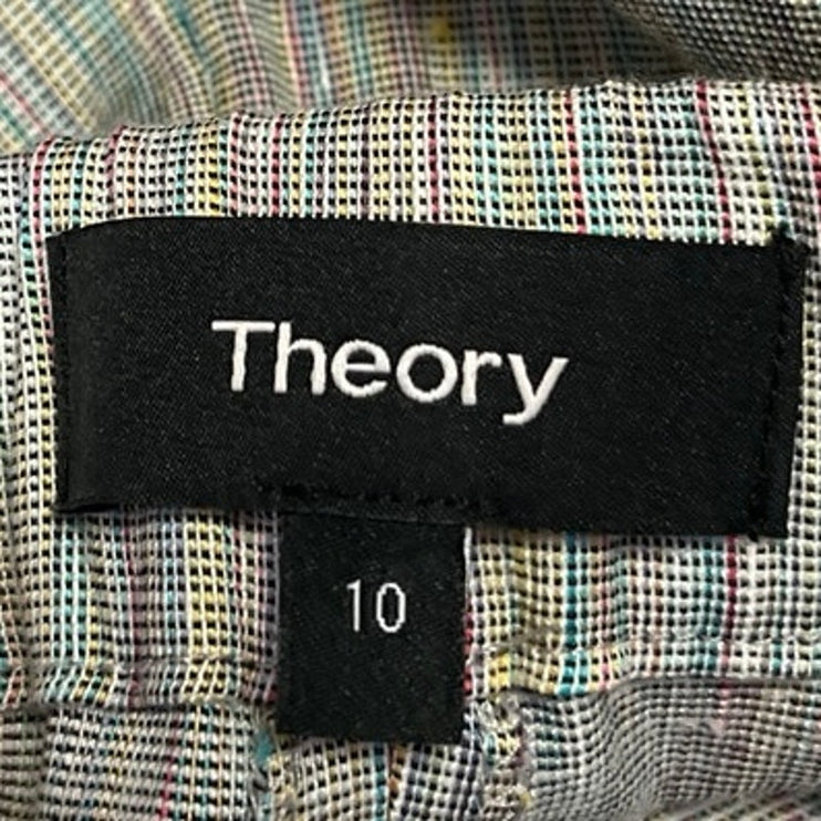 Theory Treeca Multicolor Linen Striped Mid Rise Straight Leg Trousers Pants 10