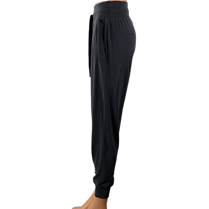 Victoria's Secret Womens Black Ribbed Knit Drawstring Trouser Jogger Pants Sz XS