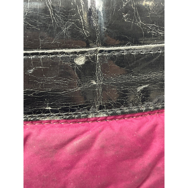 Burberry Pink Black Quilted Slip On Round Toe Knee High Snow Rain Boots Size 7.5