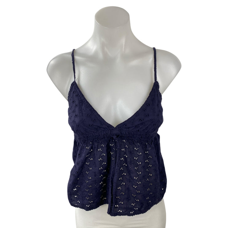 Brandy Melville Edith Blue Floral Eyelet V Neck Sleeveless Camisole Tank Top S