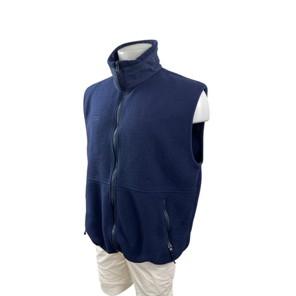 Columbia Men's Navy Blue Fleece Sleeveless Stand Collar Full Zip Vest Jacket XL