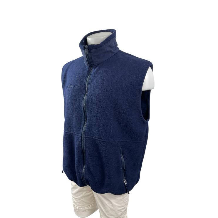 Columbia Men's Navy Blue Fleece Sleeveless Stand Collar Full Zip Vest Jacket XL