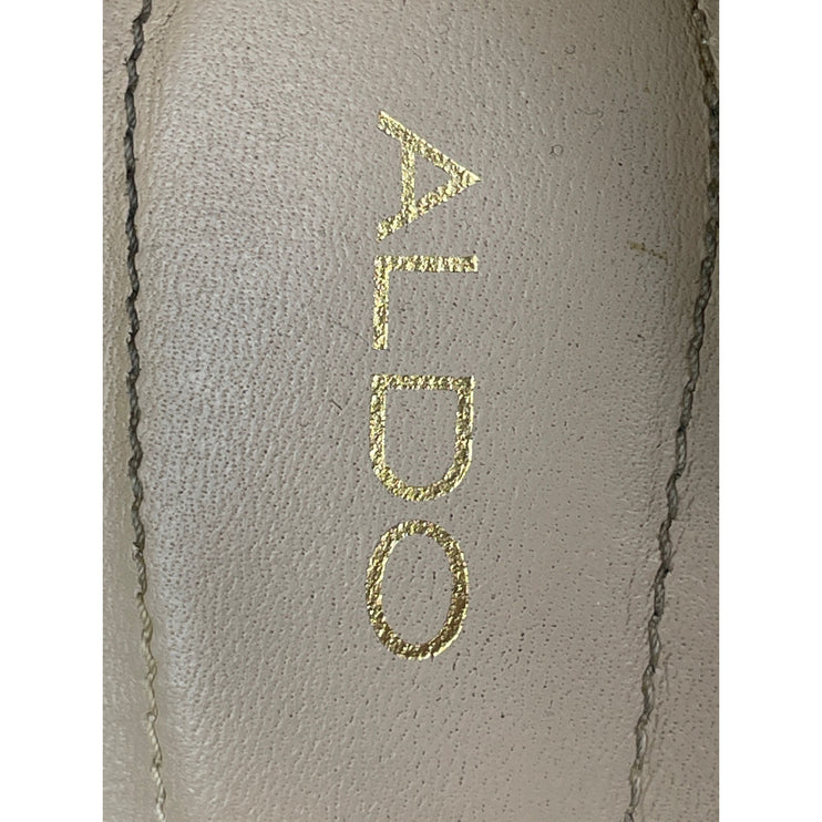 Aldo Madalene Gold Ankle Strap Open Toe Platform Heels Strappy Dress Sandals 7.5