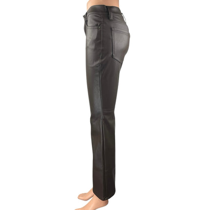 NEW Banana Republic Brown Faux Leather Mid Rise Flared Bootcut Trousers Pants 24