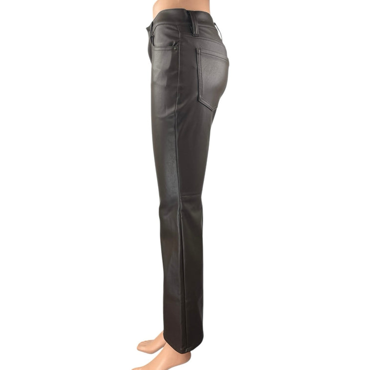 NEW Banana Republic Brown Faux Leather Mid Rise Flared Bootcut Trousers Pants 24