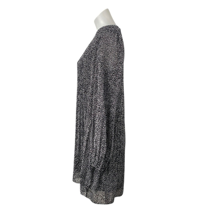 NEW Aritzia Wilfred Daydreamer Black Floral Pleated V-neck Mini Shift Dress Sz S