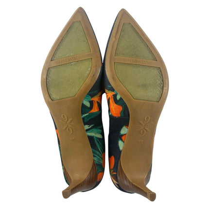 Nine West Soho9x9 Botanical Pointed Toe Slip On Stiletto Pumps Heels Shoes Sz 9
