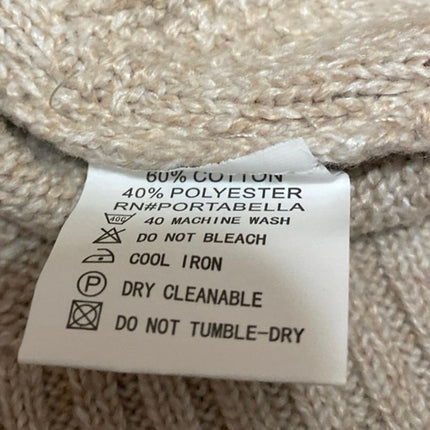 Portabella Women's Cream Tan Cable Knit Turtleneck Long Sleeve Sweater Top Sz XL