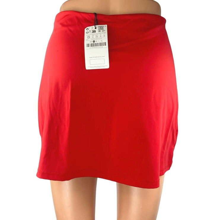 NEW Stradivarius High Waisted A Line Slit Pull On Tennis Golf Skirt Skort Size S