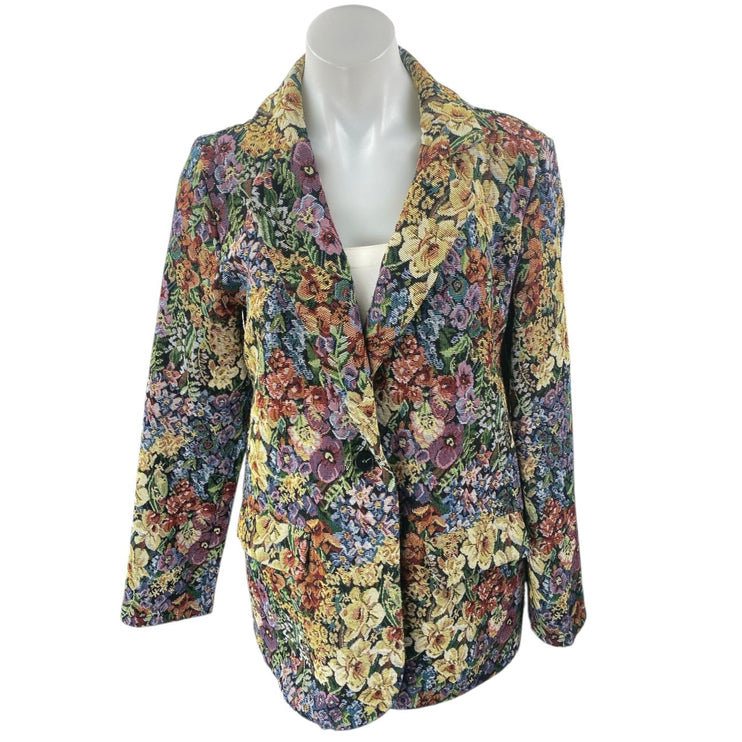 Shein Women's Multicolor Floral Notch Long Sleeve Blazer Coat Suit Jacket Size 6