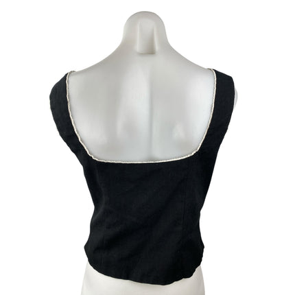 Victoria + Sophia Black Lace Up Corset Bustier Sleeveless Cami Blouse Tank Top L