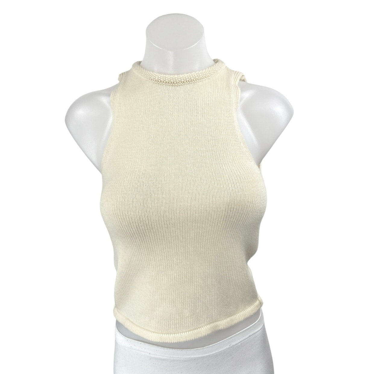MNG Mango Yellow Sleeveless High Neck Knit Sweater Vest Cami Tank