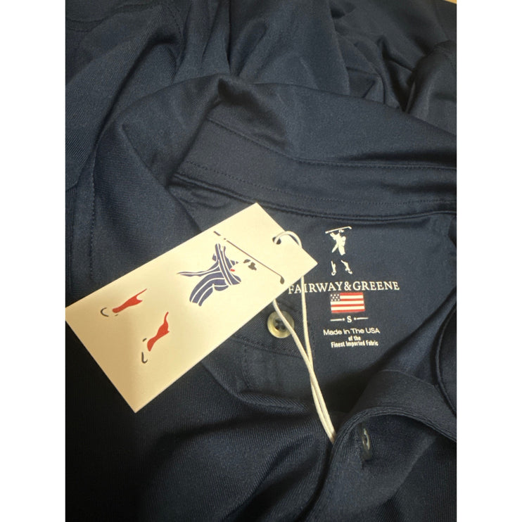NEW Fairway & Greene Men's Navy Blue Short Sleeve Golf Polo Shirt Top Size S