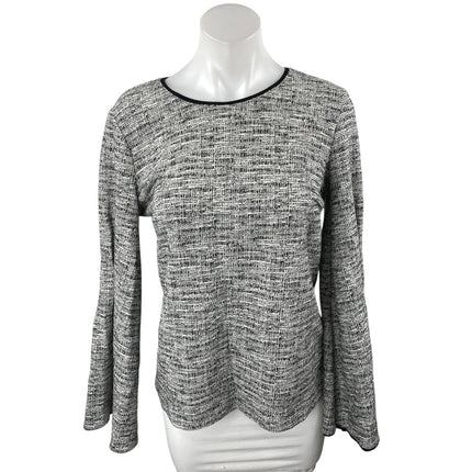 Banana Republic Women's Black Tweed Long Bell Sleeve Shirt Blouse Top Size S