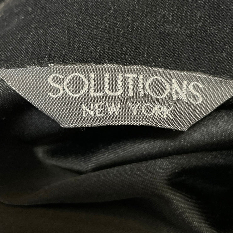 Solutions Men's Black Velour Collared Long Sleeve Button Up Shirt Coat Jacket L