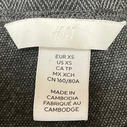 H&M Women's Dark Gray Chevron Herringbone Cowl Short Sleeve Blouse Top Size XS
