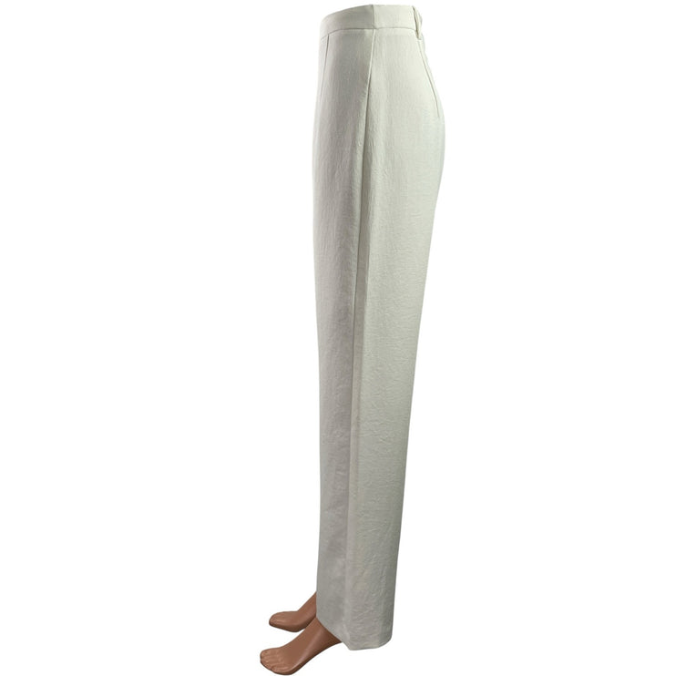 Kookai Womens White Pleated High Waist Straight Wide Leg Trousers Dress Pants 36