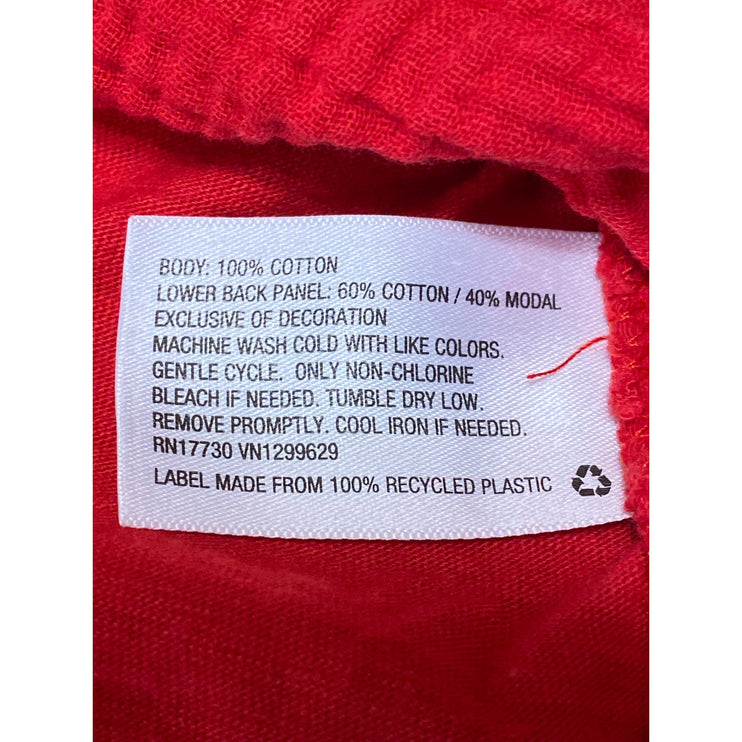 Knox Rose Women's Red Sleeveless Floral Cotton Gauze Crop Blouse Tank Top Sz XXL