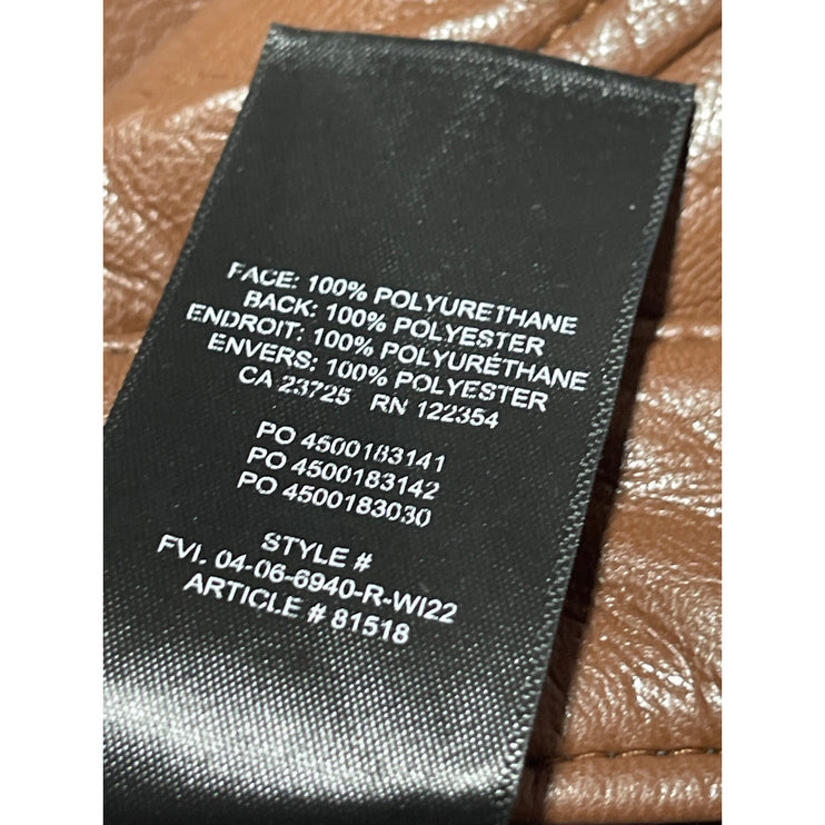 Aritzia Wilfred The Melina Brown Faux Leather High Rise Straight Trouser Pants 4