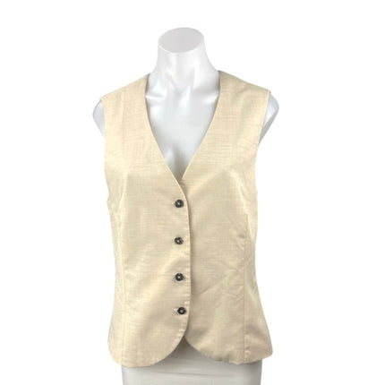 H&M Women's Cream Beige V Neck Sleeveless Button Down Vest Shirt Top Size M