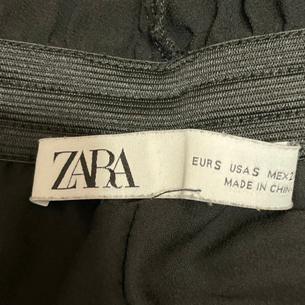 Zara Women's Black Sheer Pleated Ruffles High Waisted Maxi Flared A-Line Skirt S