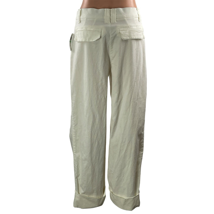 NEW Democracy Ab Solution White Skyrise Baggy Wide Leg Trousers Pants Size 8