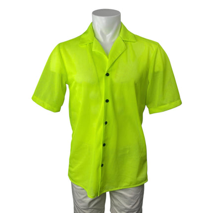 Reclaimed Vintage Neon Mesh Collared Button Down Shirt Short Tracksuit Set XS/S