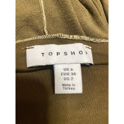 Topshop Olive Green Exposed Seam Knit Long Sleeve Bodycon Midi Dress Size 2