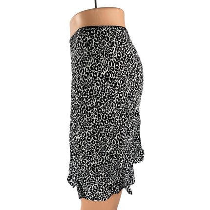 Audrey 3+1 Women's Black White Leopard Print High Rise Mini Bodycon Skirt Size S