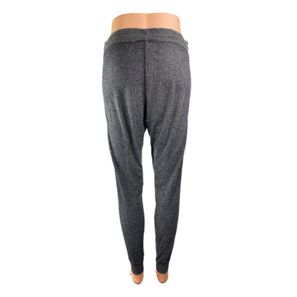 Topshop Gray Rib Knit Drawstring Skinny Tapered Leg Joggers Trousers Pants Sz 6