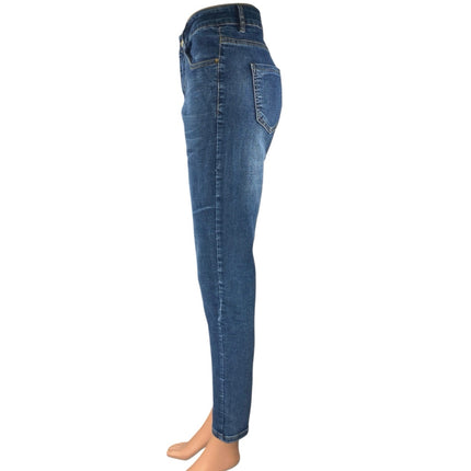 AZ Women's Blue High Waisted Medium Wash Stretch Skinny Denim Jeans Size L