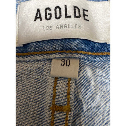 Agolde Stella Blue Light Wash High Rise Distressed Cut Off Denim Shorts Size 30