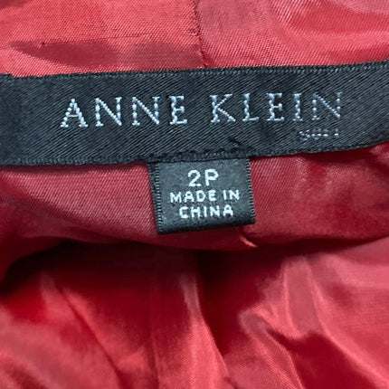 Anne Klein Women's Red Button Belted Tie Waist Long Sleeve Blazer Coat Jacket 2