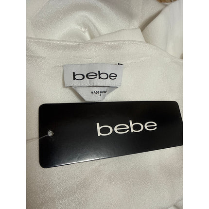 NEW Bebe Women's White Sleeveless V Neck Button Bow Cami Tank Wrap Blouse Top 6