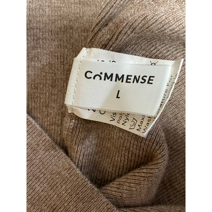 Commense Women's Brown Tan coloblock Turtleneck Long Sleeve Sweater Top Size L