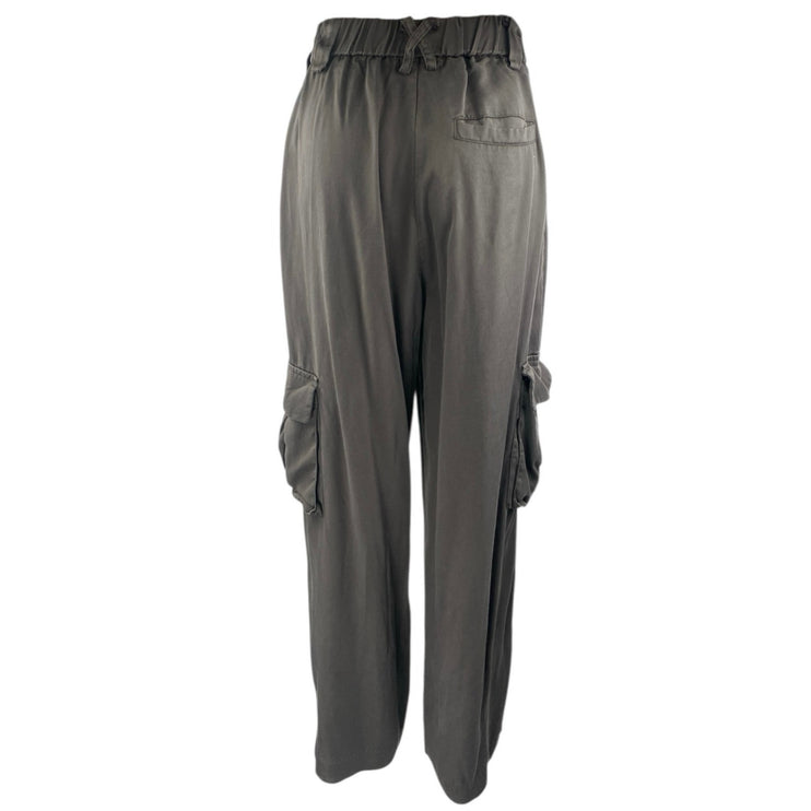 All Fenix Women's Black Straight Wide Leg High Waist Cargo Trousers Pants Size S