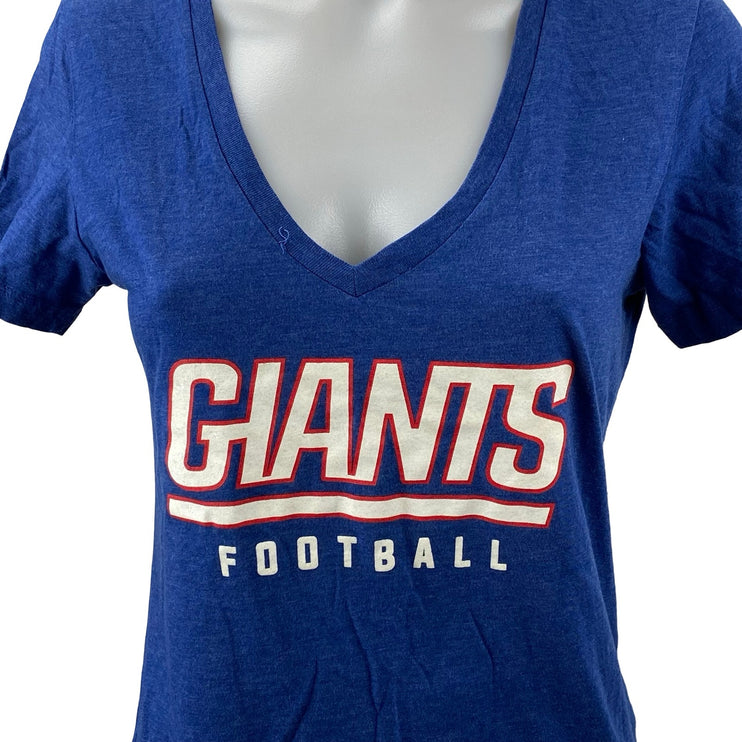 NFL Team Apparel New York Giants Football Women's Blue V Neck T Shirt Tee Top M