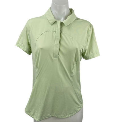 Lululemon Women's Green Quick Dry Short Sleeve Tennis Gold Athletic Polo Shirt M