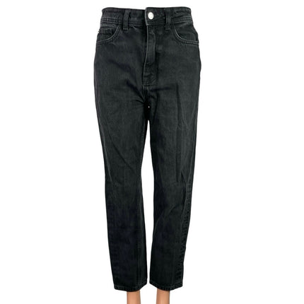 Zara Women's Black Washed Straight Leg Casual High Waisted Denim Jeans Size 2