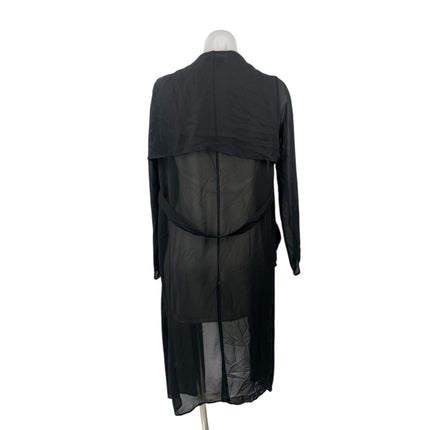 Poetry Black Mesh Sheer Long Sleeve Drape Waterfall Longline Robe Sleepwear OS