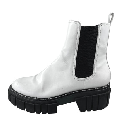 Gianni Bini Ridliegh Womens White Leather Chunky Lug Sole Chelsea Boots Size 10M