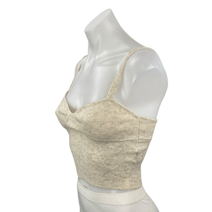 Aritzia Wilfred Beige Wool Cashmere Knit Bustier Corset Cami Tank Crop Top Sz S